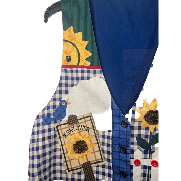 Vintage 90s Gardening Sunflower Handmade Craft Vest Smock Adjustable One Size - Picture 2 of 10